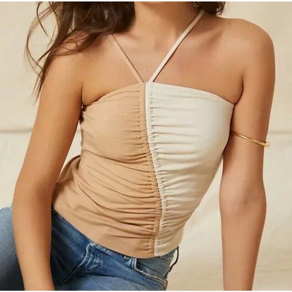 Anthropologie DOLAN Asymmetric Ruched Tank Top new SIZE L NWT (b - Picture 1 of 6